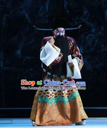 Chinese Kun Opera Rain on the Phoenix Tree Garment Costumes and Headwear Kunqu Opera Elderly Male Official Apparels Clothing