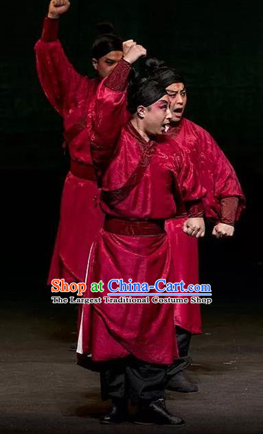 Romance Juliet Chinese Kun Opera Wusheng Apparels and Headwear Kunqu Opera Garment Figurant Young Male Red Costumes