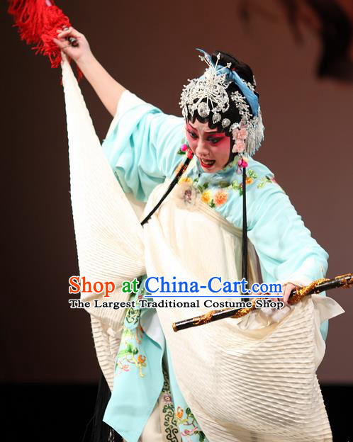 Chinese Kun Opera Actress Apparels Costumes and Hair Accessories Thousands of Miles to Send Jing Niang Kunqu Opera Huadan Dress Garment