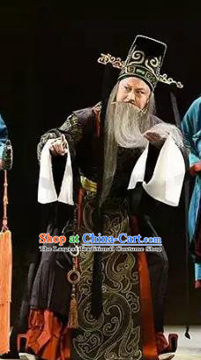 Chinese Kun Opera Confucius King of Wei Costumes and Headwear Kunqu Opera Laosheng Garment Elderly Male Apparels