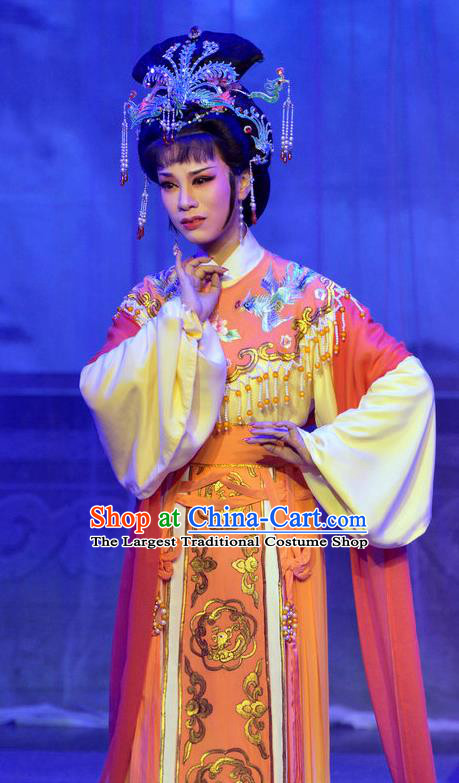 Chinese Shaoxing Opera Diva Pi Shan Jiu Mu Apparels Dress Costumes Yue Opera Actress Hua Tan Garment and Hair Accessories