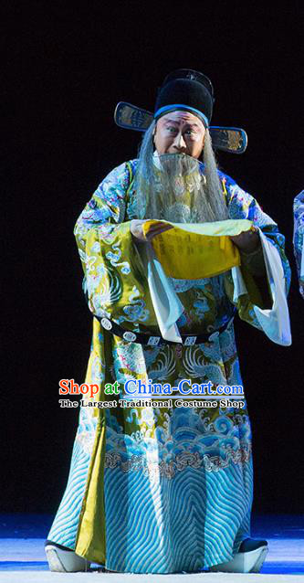 Chinese Kun Opera Laosheng Continue the Pipa Elderly Male Costumes and Headwear Kunqu Opera Old Man Garment Apparels Official Clothing