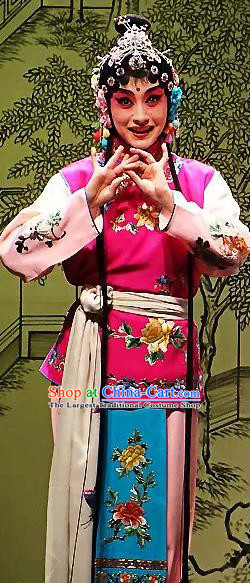 Chinese Kun Opera Xiaodan Young Lady Costumes and Headdress The Legend of Hairpin Traditional Kunqu Opera Maidservant Yun Xiang Garment Apparels