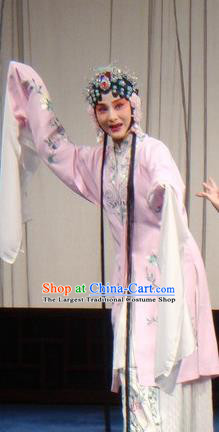 Chinese Kun Opera Young Female Pink Costumes and Headdress The Legend of Hairpin Traditional Kunqu Opera Actress Bi Tao Garment Apparels