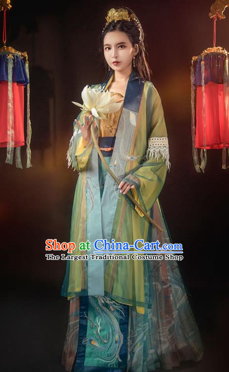 Chinese Ancient Young Lady Hanfu Dress Traditional Song Dynasty Apparels Historical Costumes Complete Set