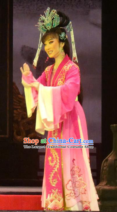 Chinese Huangmei Opera Princess Garment Costumes and Headdress Female Consort Prince Traditional Anhui Opera Actress Dress Young Lady Apparels