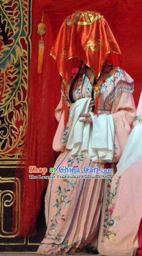 Chinese Shaoxing Opera Bride Pink Dress The Bridal Chamber Yue Opera Garment Costumes Wedding Apparels and Headwear