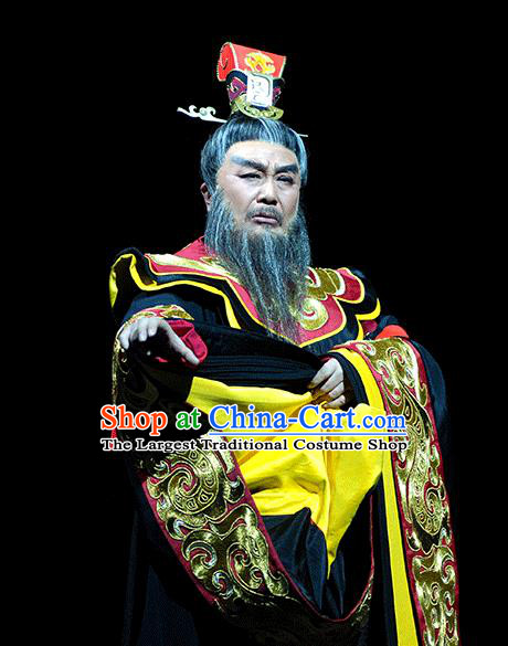 Xiao Qiao Chu Jia Chinese Huangmei Opera Elderly Male Costumes and Headwear An Hui Opera Laosheng Cao Cao Apparels Clothing