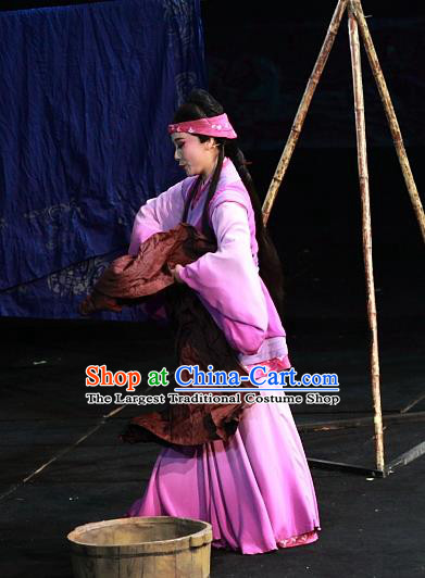 Chinese Huangmei Opera Young Lady Garment Costumes and Headpieces Xiao Qiao Chu Jia Traditional Anhui Opera Actress Diva Dress Apparels