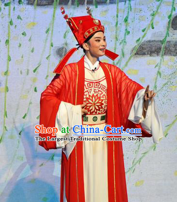 Chinese Huangmei Opera Scholar Costumes and Headwear Chun Jiang Yue An Hui Opera Xiaosheng Apparels Niche Clothing