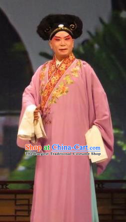 Zhen Zhu Shan Chinese Ping Opera Young Male Costumes and Headwear Pingju Opera Merchant Apparels Clothing