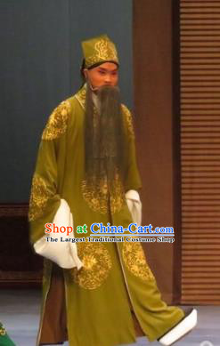 Zhen Zhu Shan Chinese Ping Opera Old Man Costumes and Headwear Pingju Opera Laosheng Apparels Elderly Male Clothing