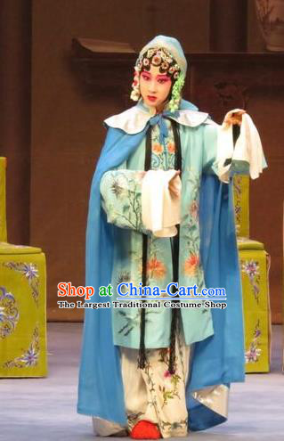 Chinese Ping Opera Young Woman Apparels Costumes and Headdress Zhen Zhu Shan Traditional Pingju Opera Diva Wang Sanqiao Dress Garment