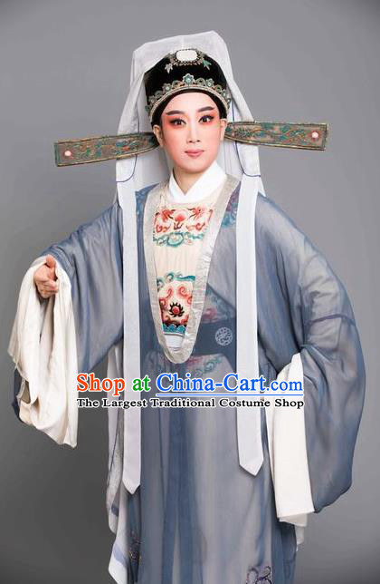 Chinese Yue Opera Scholar Apparels The Story of Hairpin Wang Shipeng Garment and Headwear Shaoxing Opera Niche Embroidered Costumes