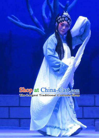 Chinese Ping Opera Distress Female Costumes Apparels and Headdress Bao Gong San Kan Butterfly Dream Traditional Pingju Opera Woman Dress Garment