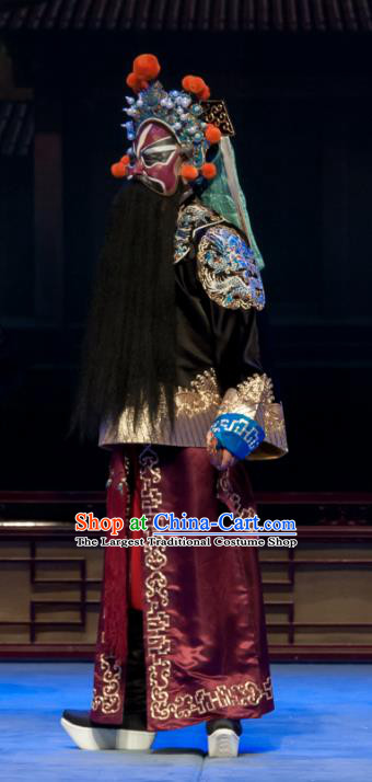 Chinese Ping Opera Jing Martial Male Biao Bao Gong San Kan Butterfly Dream Costumes and Headwear Pingju Opera Imperial Bodyguard Apparels Clothing