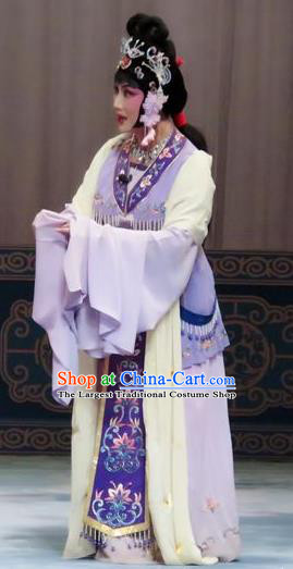 Chinese Ping Opera Diva Liu Yue Costumes The Wrong Red Silk Apparels and Headpieces Traditional Pingju Opera Hua Tan Dress Actress Garment