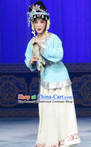 Chinese Ping Opera Young Lady Costumes The Wrong Red Silk Apparels and Headpieces Traditional Pingju Opera Hua Tan Dress Garment