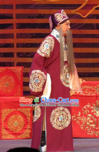 The Five Female Worshipers Chinese Ping Opera Elderly Male Costumes and Headwear Pingju Opera Old Landlord Yang Jikang Apparels Clothing