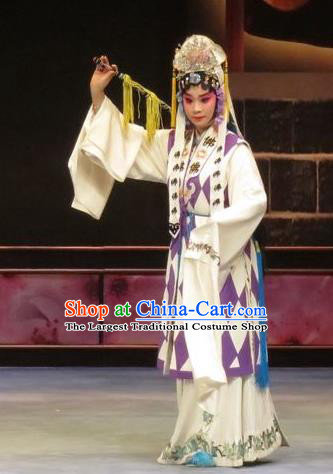 Chinese Ping Opera Taoist Nun Chen Miaochan Apparels Costumes and Headdress Peach Blossom Temple Traditional Pingju Opera Diva Dress Garment