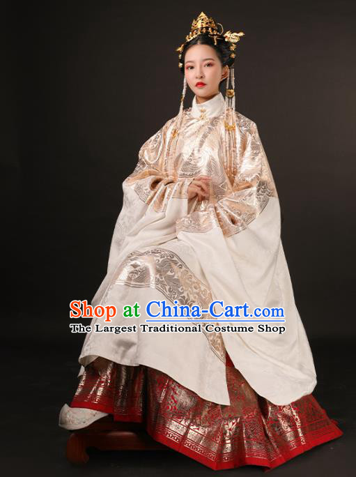 Chinese Traditional Court Royal Princess Hanfu Dress Apparels Ancient Ming Dynasty Historical Costumes Complete Set