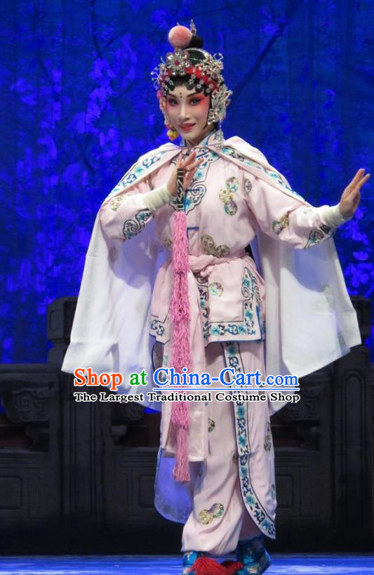 Chinese Ping Opera Swordsplay Female Costumes Apparels and Headpieces Yang Bajie You Chun Traditional Pingju Opera Martial Lady Dress Garment