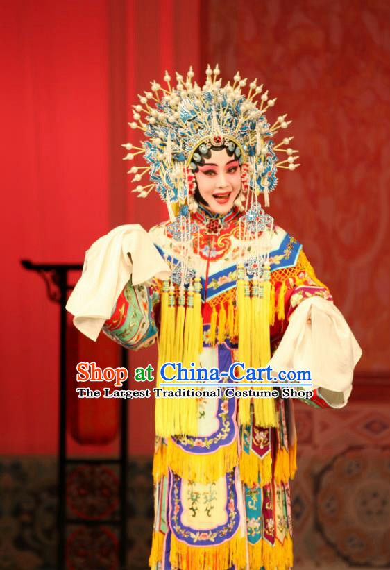 Chinese Ping Opera Hua Tan Costumes Apparels and Headpieces Ma Zhaoyi Traditional Pingju Opera Princess Meng Ying Dress Garment