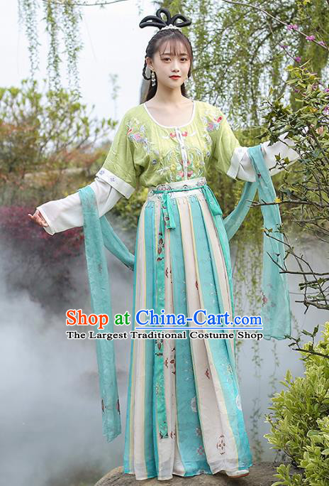 Chinese Traditional Apparels Ancient Palace Lady Historical Costumes Tang Dynasty Royal Princess Hanfu Dress for Women