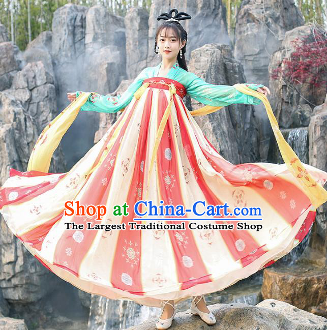 Chinese Traditional Ancient Palace Lady Apparels Tang Dynasty Royal Princess Hanfu Dress Historical Costumes for Women