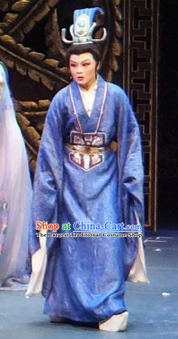 Chinese Yue Opera Young Man Niche Apparels Zhen Huan Shaoxing Opera Xiao Sheng Costumes Prince Garment and Headpieces