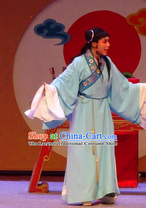 Chinese Yue Opera Costumes The Wrong Red Silk Xiao Sheng Garment Shaoxing Opera Young Man Role Apparels Robe and Headwear
