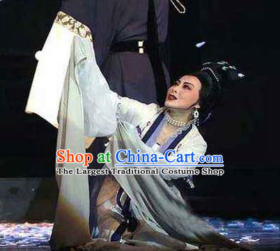 Chinese Shaoxing Opera Noble Dame Young Lady Dress Garment Yue Opera Lu You And Tang Wan Costumes Actress Hua Dan Apparels and Headpieces