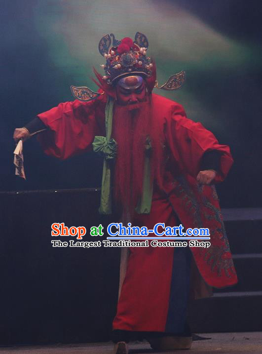 Chinese Yue Opera Assistant The Ungrateful Lover Qing Tan Garment Costumes and Headwear Shaoxing Opera Wusheng Hell Official Clothing Apparels