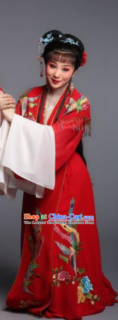 Chinese Shaoxing Opera Huadan A Bride For A Ride Wang Xiuying Apparels and Headpieces Yue Opera Young Lady Garment Red Dress Costume