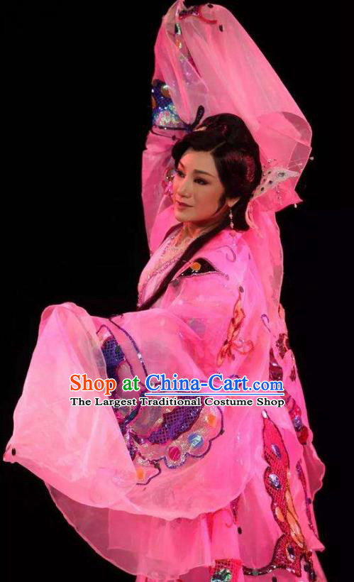 Chinese Shaoxing Opera Dance Dress and Headpiece Hu Die Meng Butterfly Dream Yue Opera Garment Young Lady Apparels Costumes