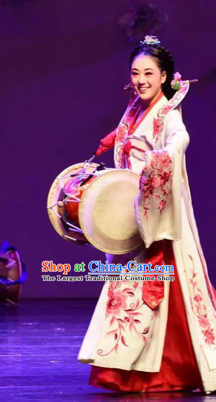 Chinese Shaoxing Opera Korean Dance Garment Hanbok Apparels and Headdress Chunh Yang Yue Opera Garment Costumes Courtesan Geisha Chun Xiang Dress