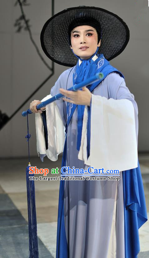 Liu Yong Chinese Yue Opera Male Role Sheng Costumes and Headwear Shaoxing Opera Scholar Poet Garment Apparels