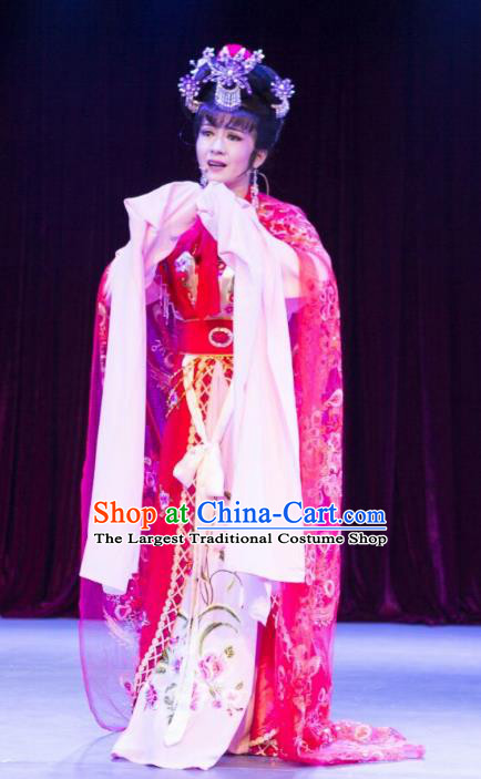 Chinese Shaoxing Opera Courtesan Du Shiniang Costumes and Headpieces The Beautiful Courtesan Yue Opera Hua Tan Dress Actress Garment Apparels