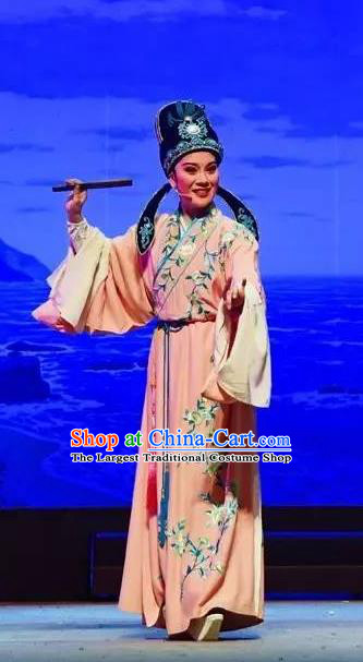 Li Mei Yue Chinese Yue Opera Scholar Young Male Clothing and Hat Shaoxing Opera Costumes Xiaosheng Apparels Garment