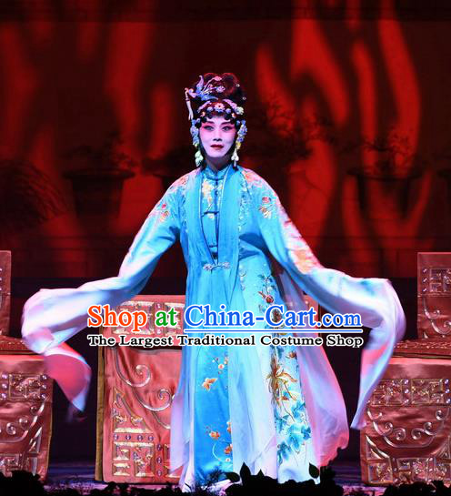 Chinese Beijing Opera Tsing Yi Young Female Apparels Costumes and Headdress Tell On Sargam Traditional Peking Opera Dress Distress Maiden Zhang Shangzhu Garment