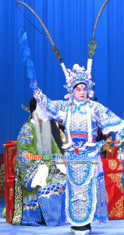 Lv Bu And Diao Chan Chinese Ping Opera Martial Male Costumes and Headwear Pingju Opera Wusheng Apparels Armor Clothing