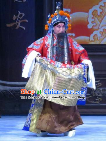 Zhou Ren Xian Sao Chinese Ping Opera Laosheng Elderly Male Costumes and Headwear Pingju Opera Emperor Apparels Clothing