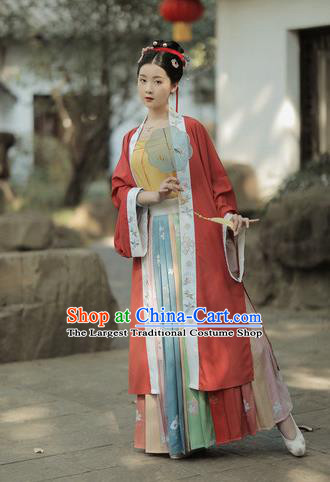 Chinese Traditional Song Dynasty Young Lady Apparels Historical Costumes Ancient Civilian Female Hanfu Dress Garment for Women