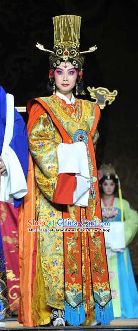 Chinese Beijing Opera Apparels Diva Wuzetian Costumes and Headdress The Purple Robe Story Traditional Peking Opera Empress Dress Queen Garment