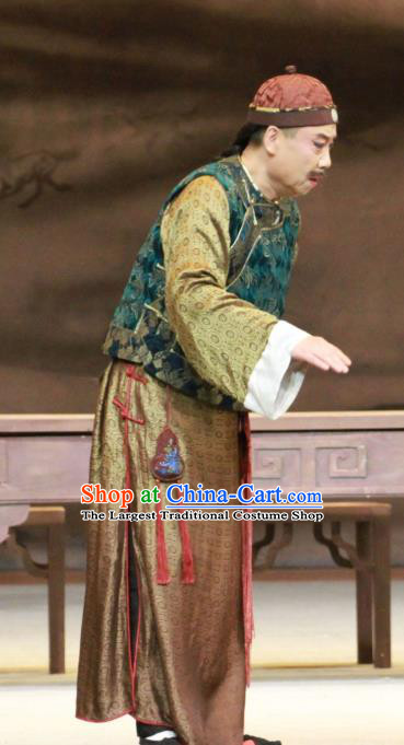 Jin Lv Qu Chinese Peking Opera Laosheng Garment Costumes and Headwear Beijing Opera Apparels Qing Dynasty Elderly Male Clothing