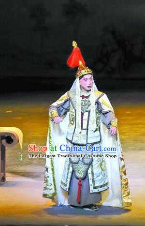 Jin Lv Qu Chinese Peking Opera Young General Garment Costumes and Headwear Beijing Opera Martial Male Apparels Qing Dynasty Narang Xingde Armor Clothing