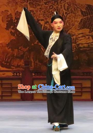 Chinese Ping Opera Southeast Fly the Peacocks Distress Male Garment Costumes and Headwear Pingju Opera Xiaosheng Jiao Zhongqing Apparels Clothing