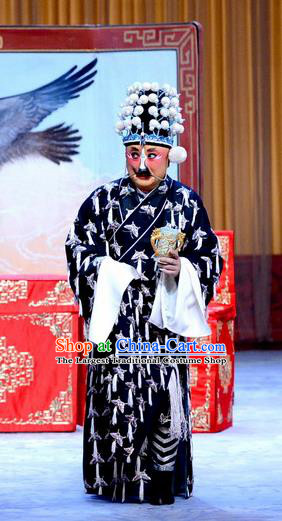 Nine Dragons Cup Chinese Peking Opera Clown Garment Costumes and Headwear Beijing Opera Chou Role Apparels Robber Clothing