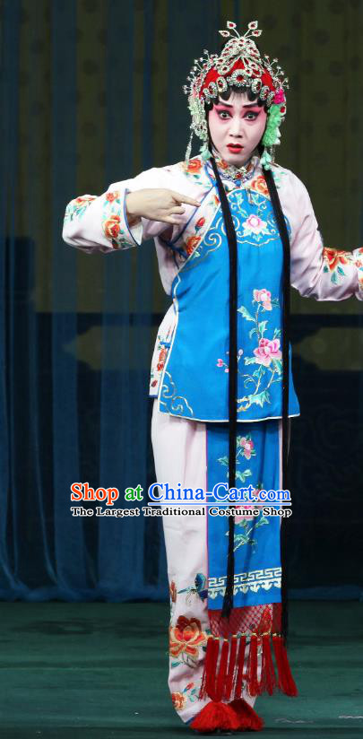 Chinese Beijing Opera Hua Tan Chen Xiuying Apparels Romance of the Iron Bow Costumes and Headpieces Traditional Peking Opera Young Female Dress Actress Garment