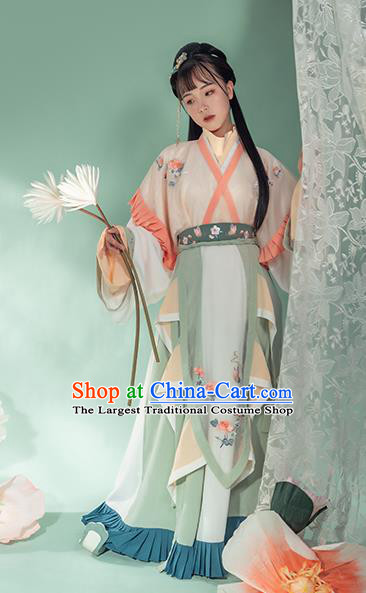 Chinese Ancient Royal Princess Hanfu Dress Traditional Garment Apparels Jin Dynasty Court Lady Historical Costumes for Women